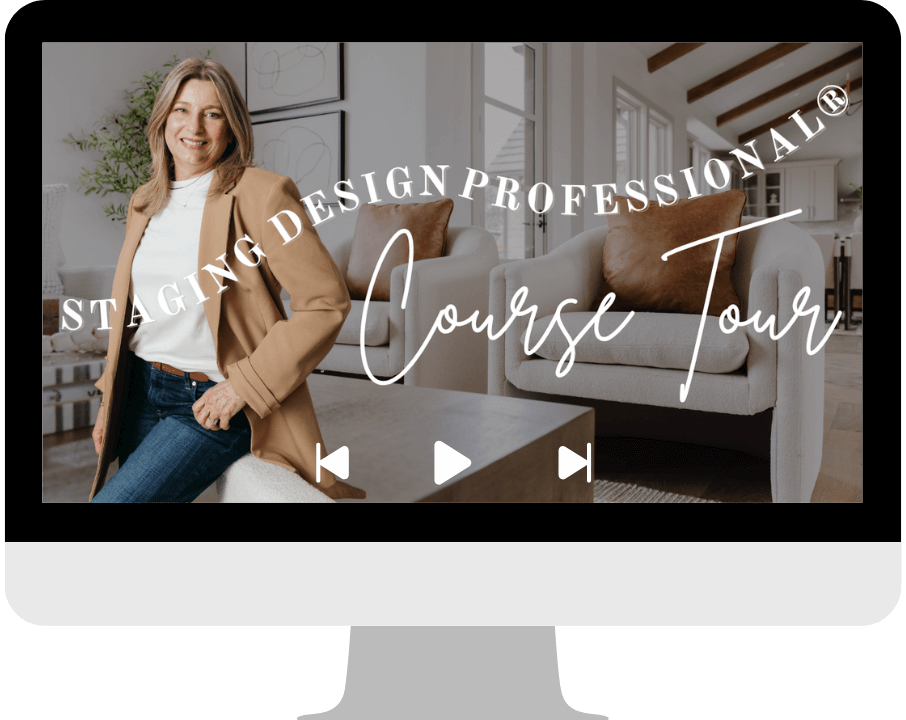 staging design professional course tour screenshot displayed on a desktop computer