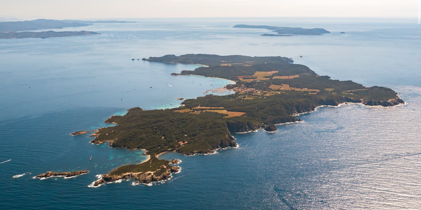 luchtfoto van het eiland Porquerolles