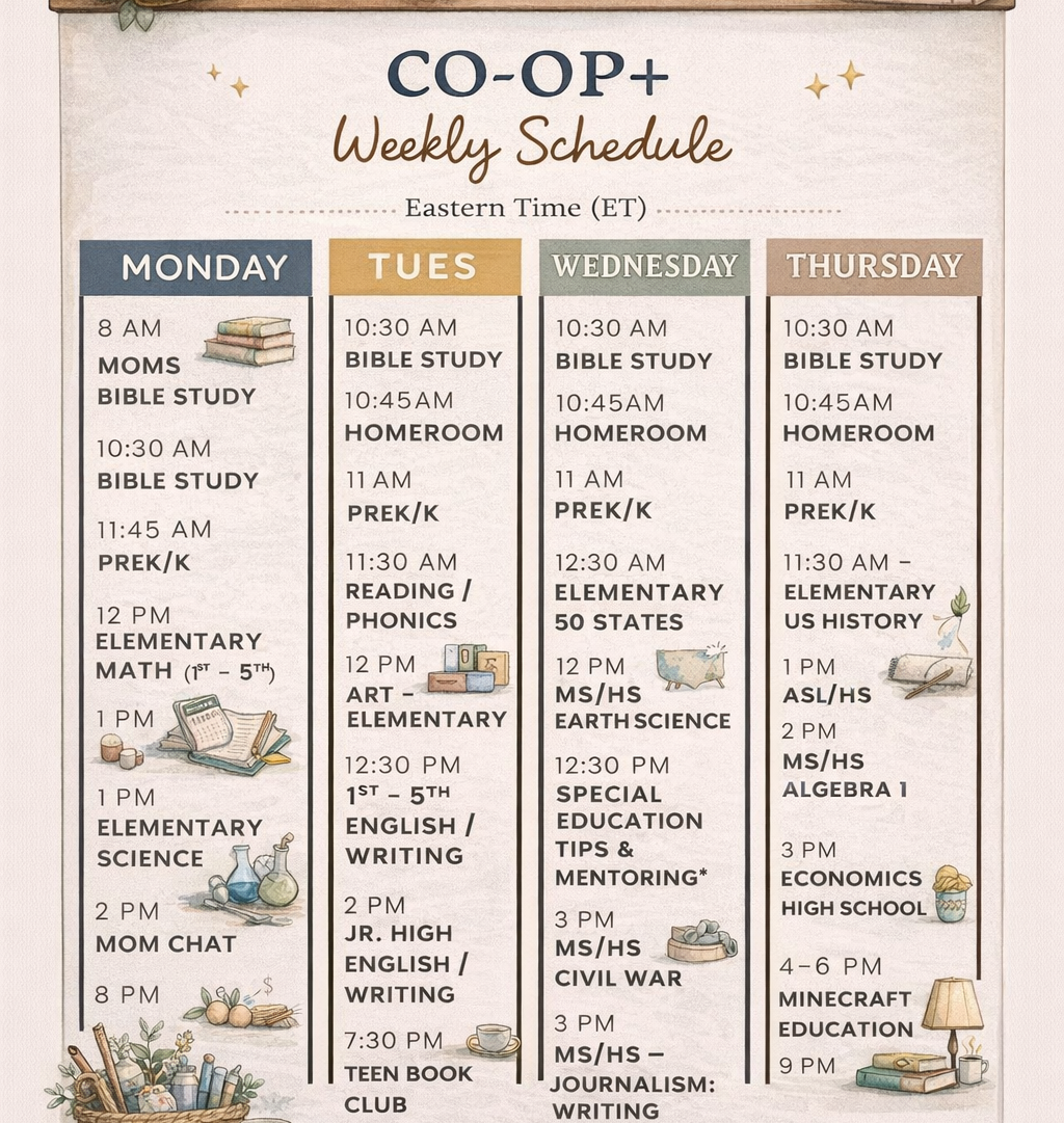 Mom and kids learning at home