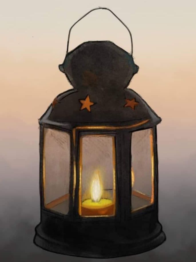 Hand-drawn atmospheric lantern by Jessica April Art