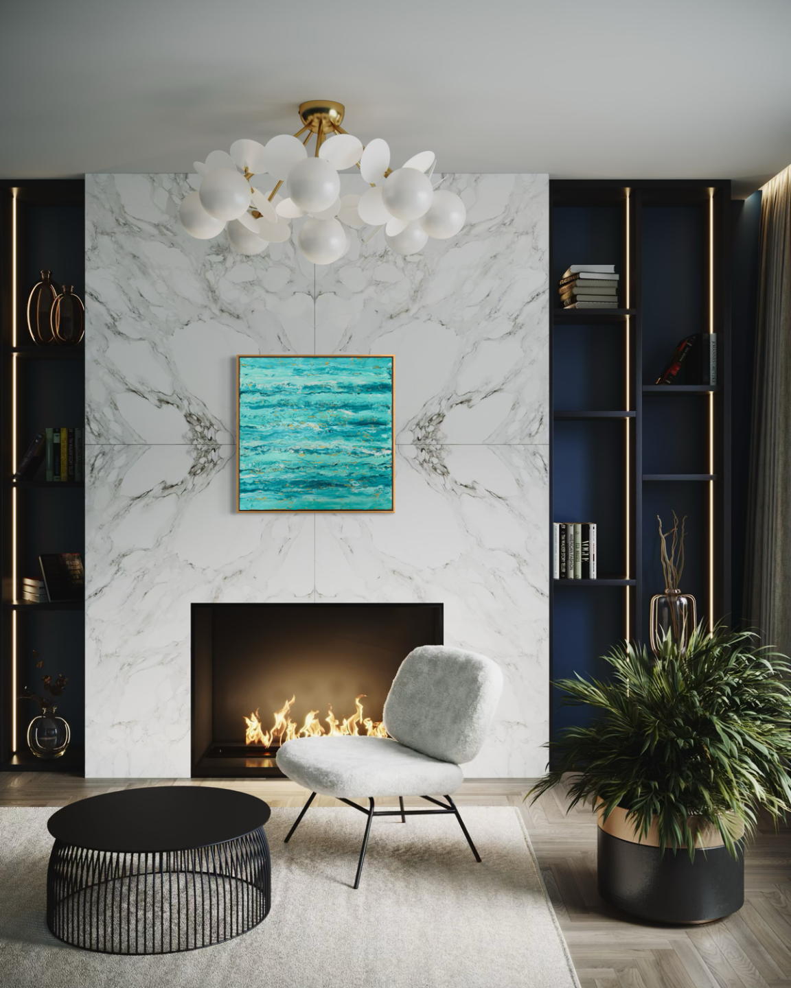 The Seas of Love displayed in a contemporary living room setting