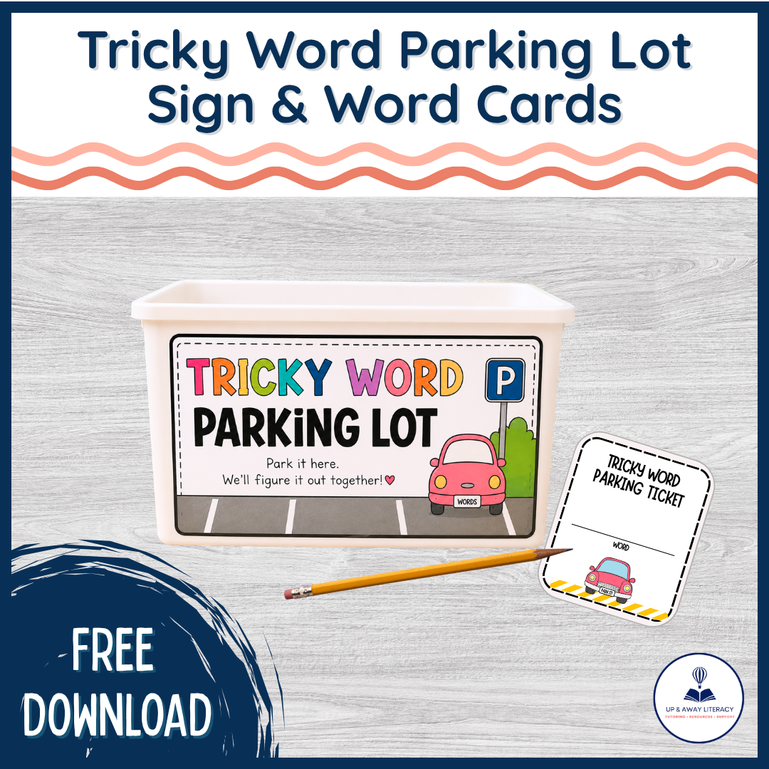 tricky word parking lot sign & word cards