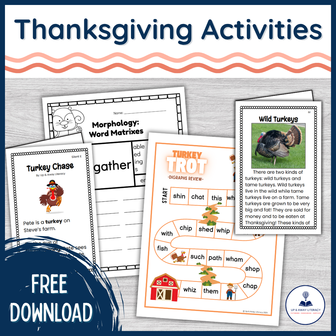 Science of Reading aligned Thanksgiving activities