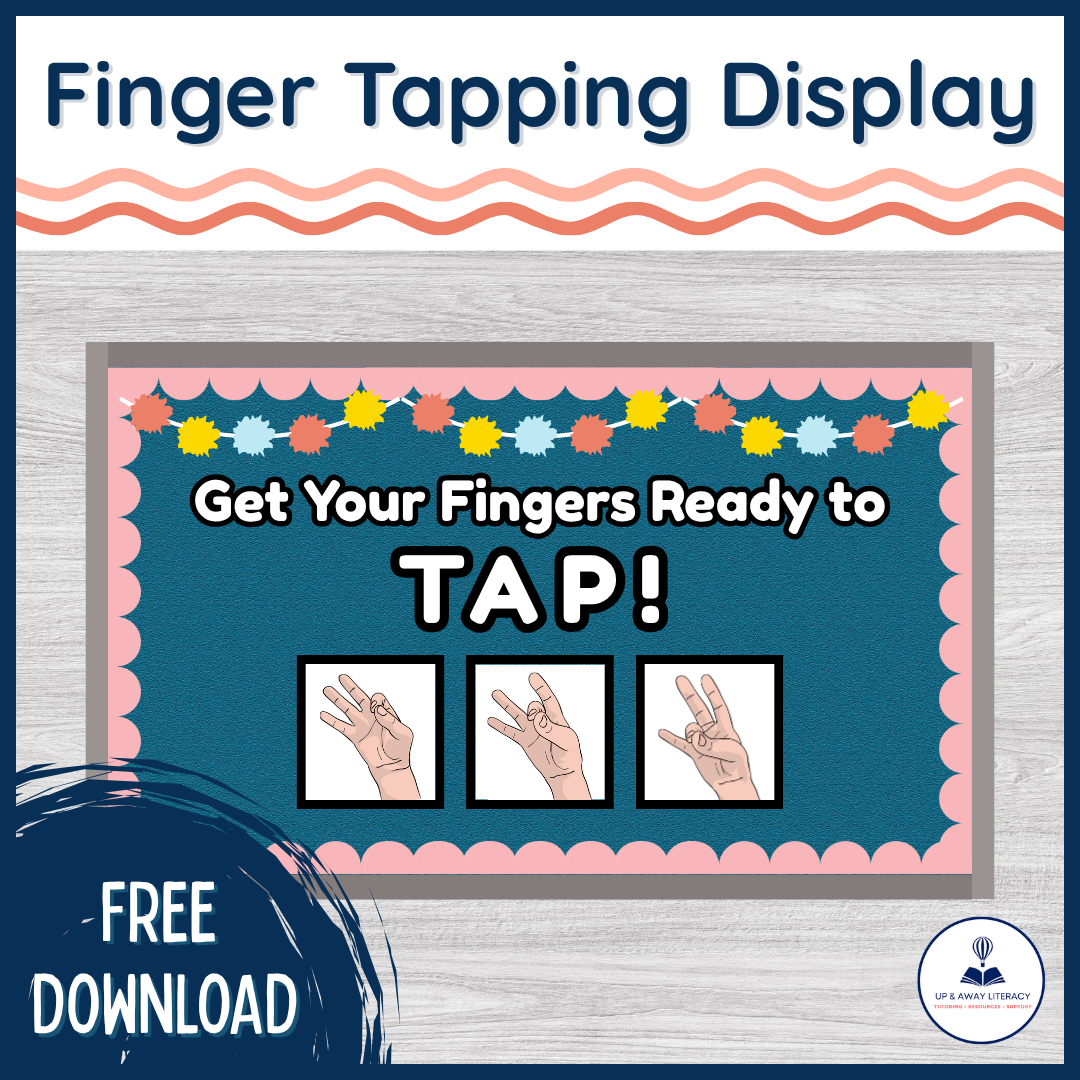 bulletin board for how to finger tap as a spelling strategy