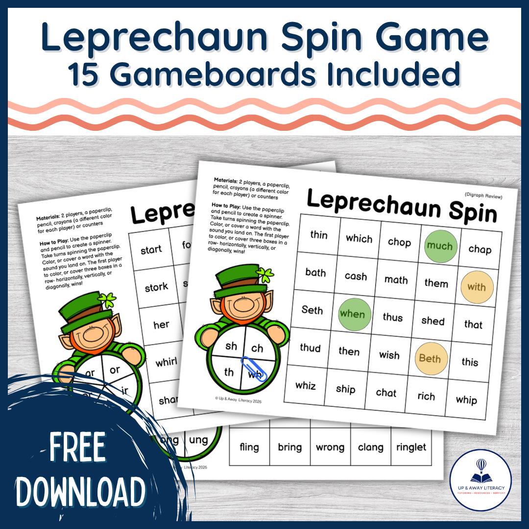 leprechaun phonics spin game with 15 gameboards