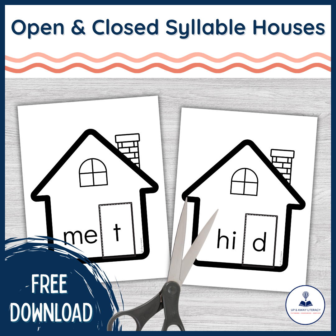 open and closed syllable houses for teaching syllable types