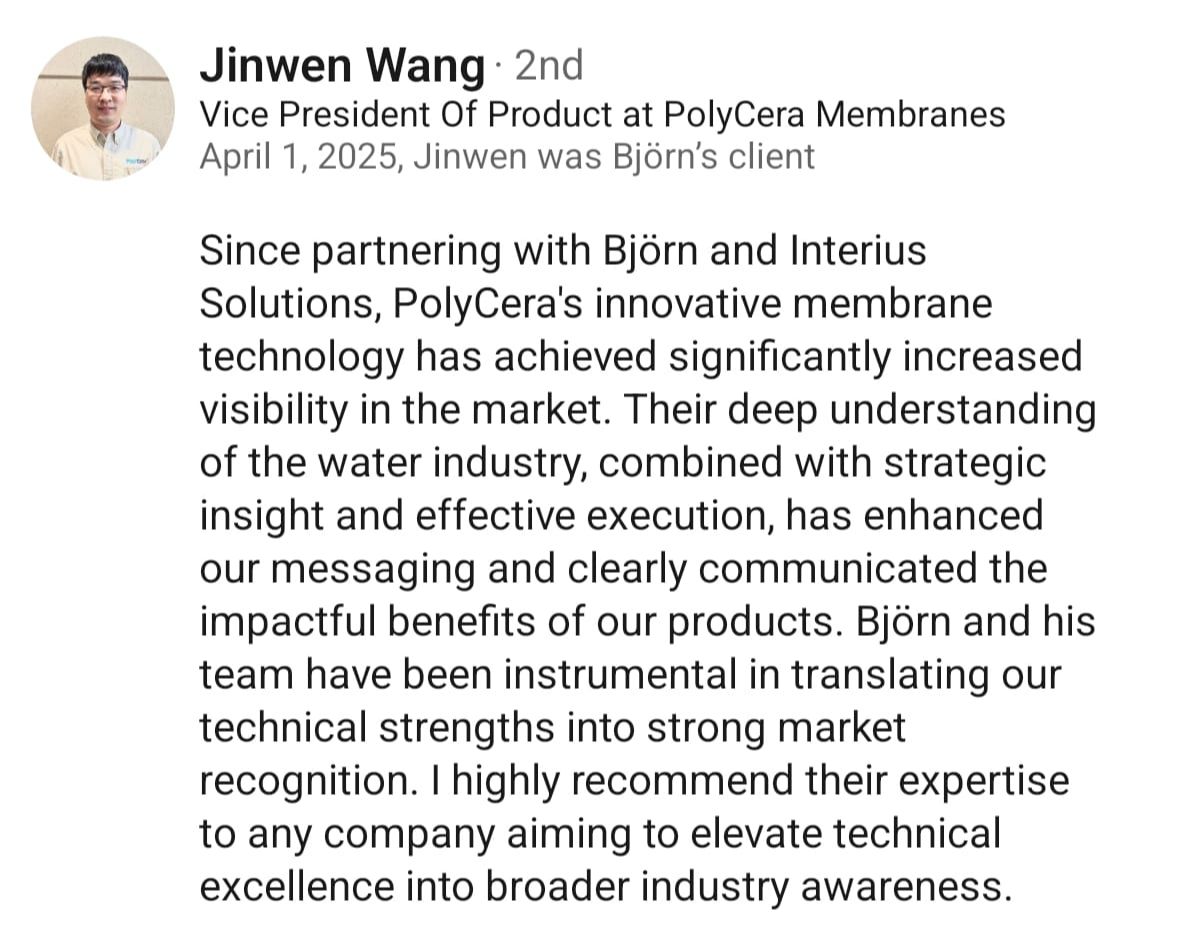 Ronny Wagner, expert in water treatment and Managing Director of REICON, testimonial for Interius Solutions