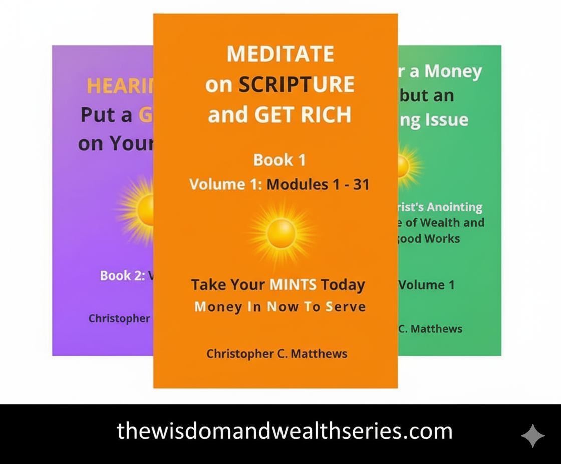 The Wisdom and Wealth Series is a three-book, 8-volume collection that helps believers unlock the wisdom within to get Job 1:3 type of wealth and beyond, so they can increasingly walk in their predestined good works and fully experience the good life promised in Ephesians 2:10 AMPC.