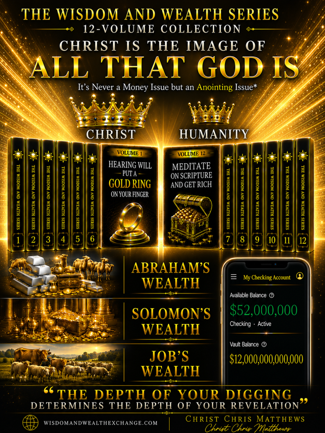 The Wisdom and Wealth Series is a three-book, 8-volume collection that helps believers unlock the wisdom within to get Job 1:3 type of wealth and beyond, so they can increasingly walk in their predestined good works and fully experience the good life promised in Ephesians 2:10 AMPC.