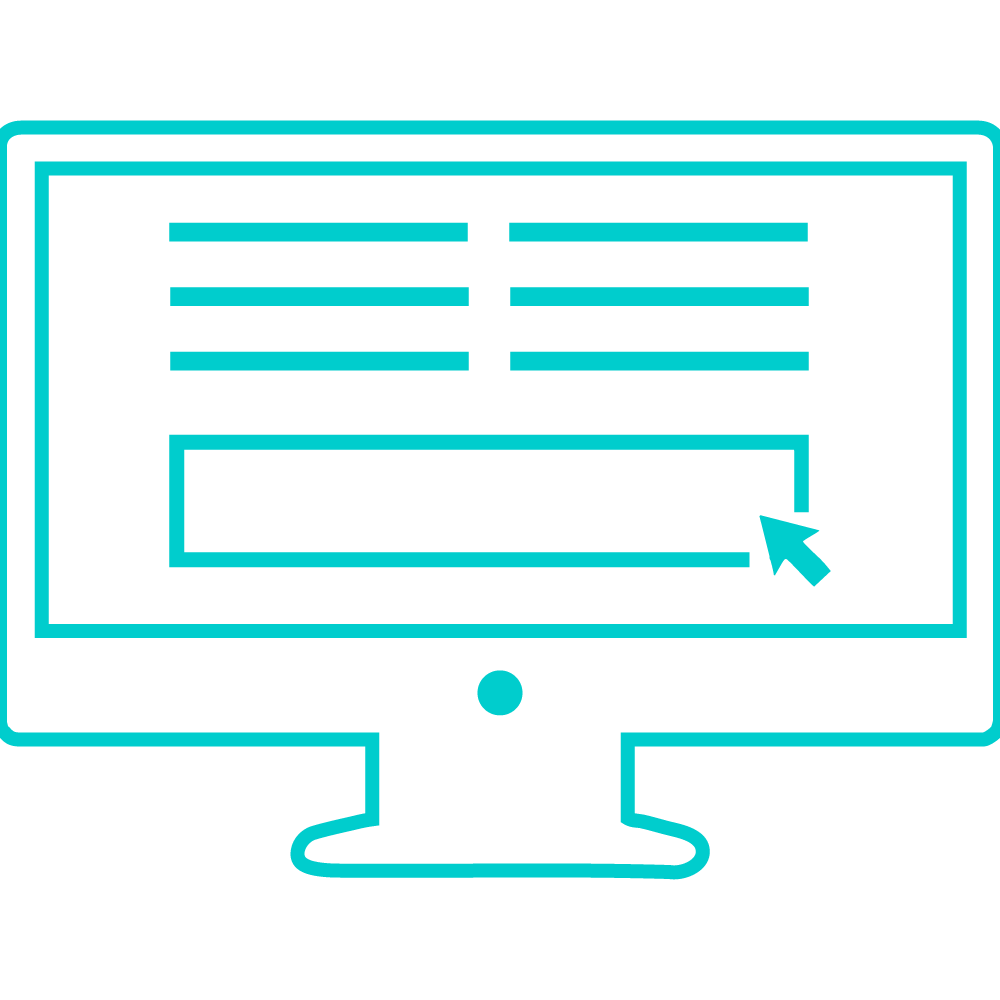 white icon of a desktop computer that represents registering for a program step 3