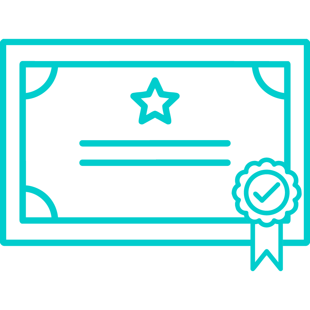 white icon of a certificate document to represent step 1 qualifying for the program