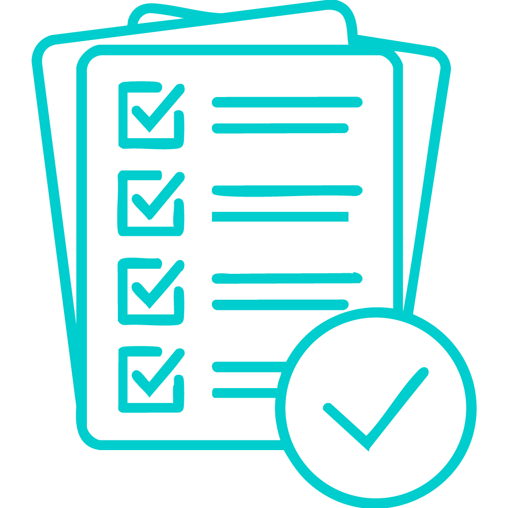 white icon of a checklist document that represents applying to the program step 2