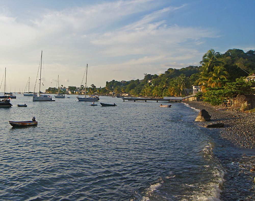 Dominica Cruise Port: Scenic coastal view with sailboats near the Roseau Dominica cruise port