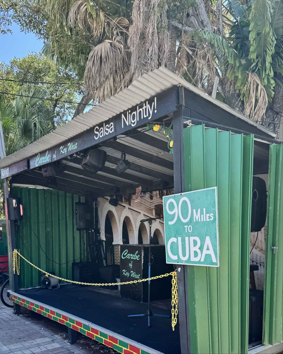 Key West Cruise Port distance to Cuba sign