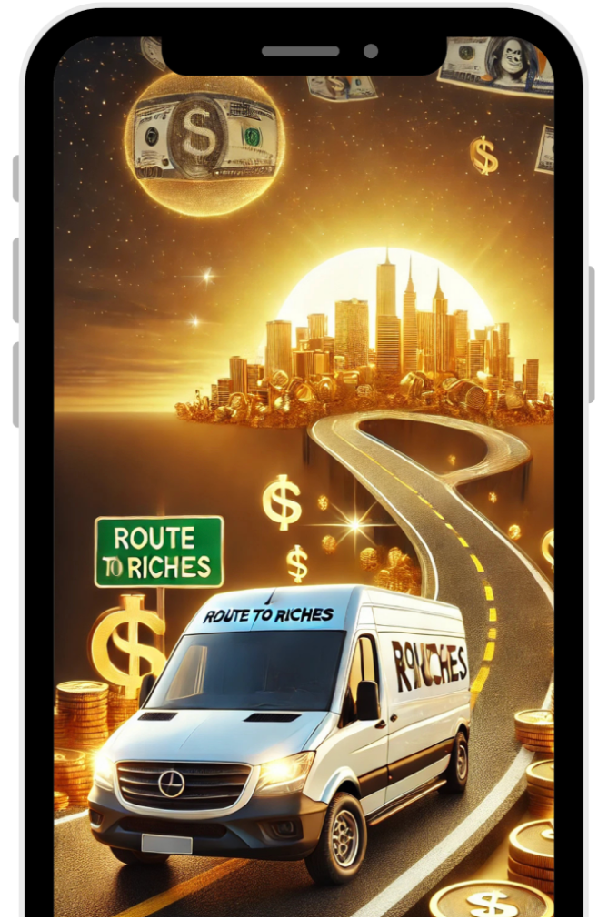 Route to Riches mobile mockup