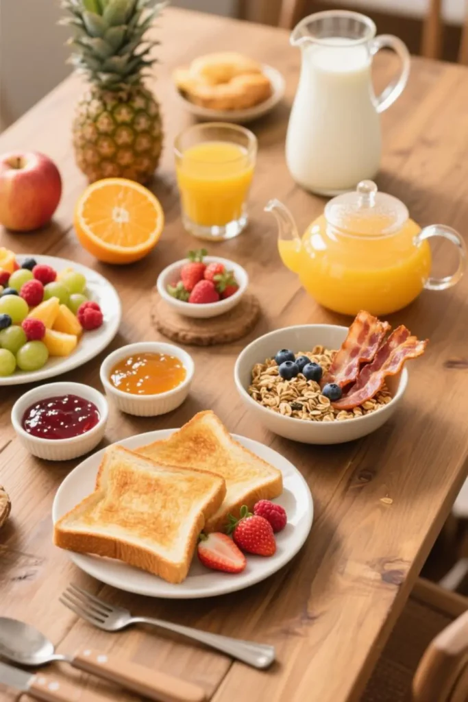 Breakfast with bread Breakfast