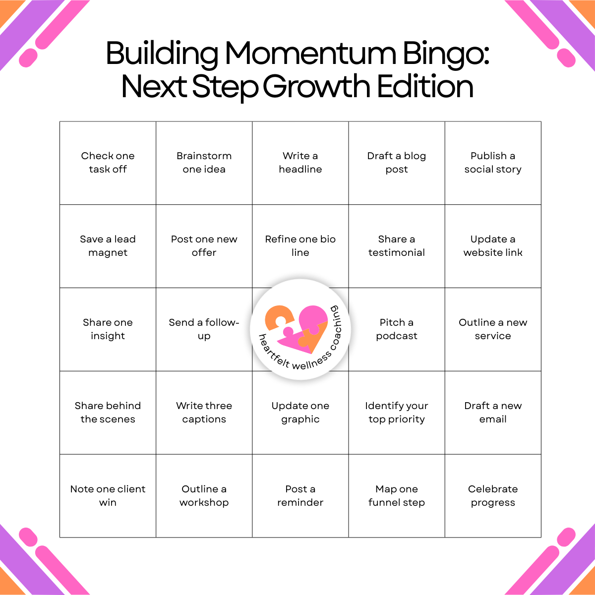Tiny Wins Bingo Cards template mockup