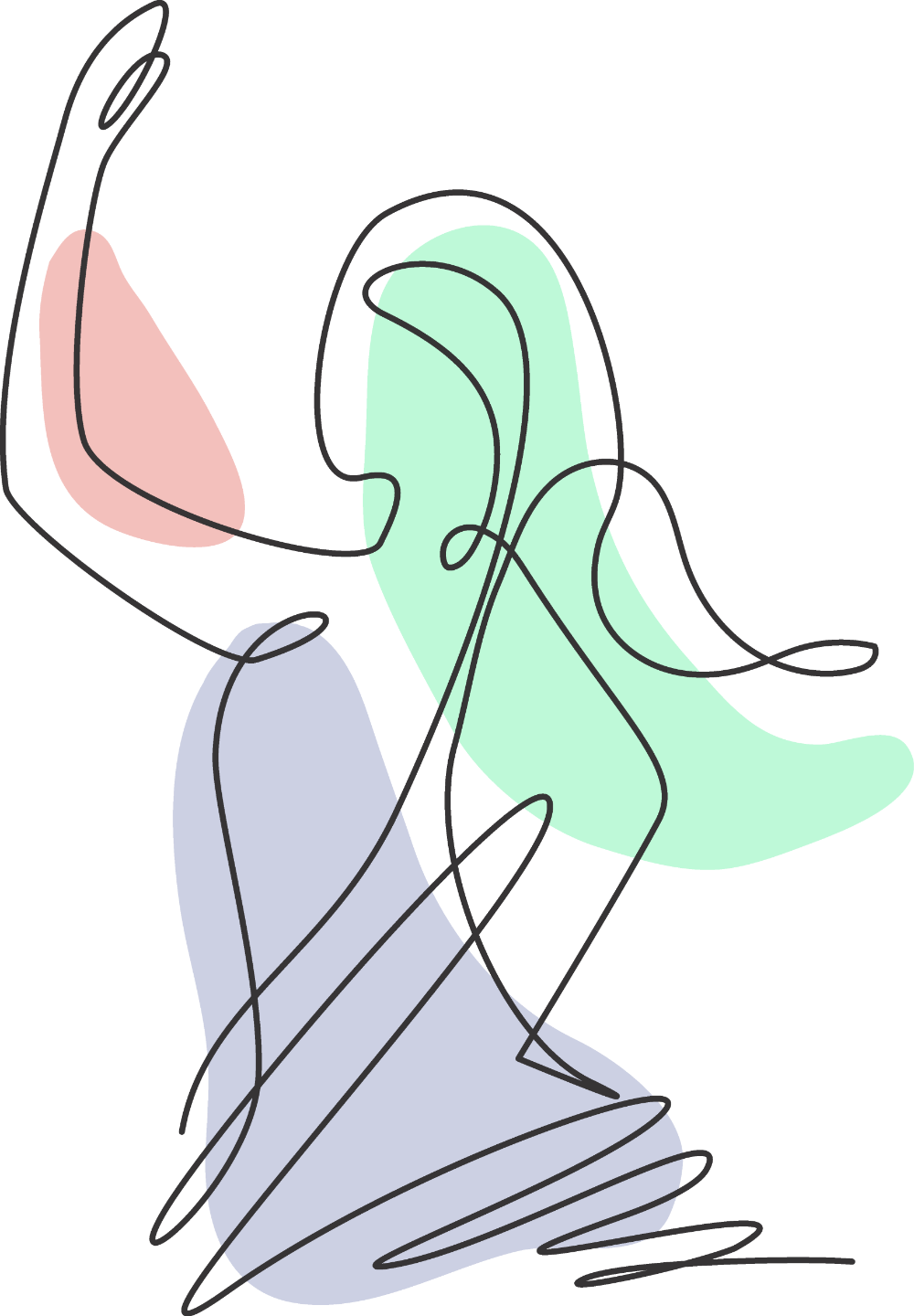 line drawing of young women