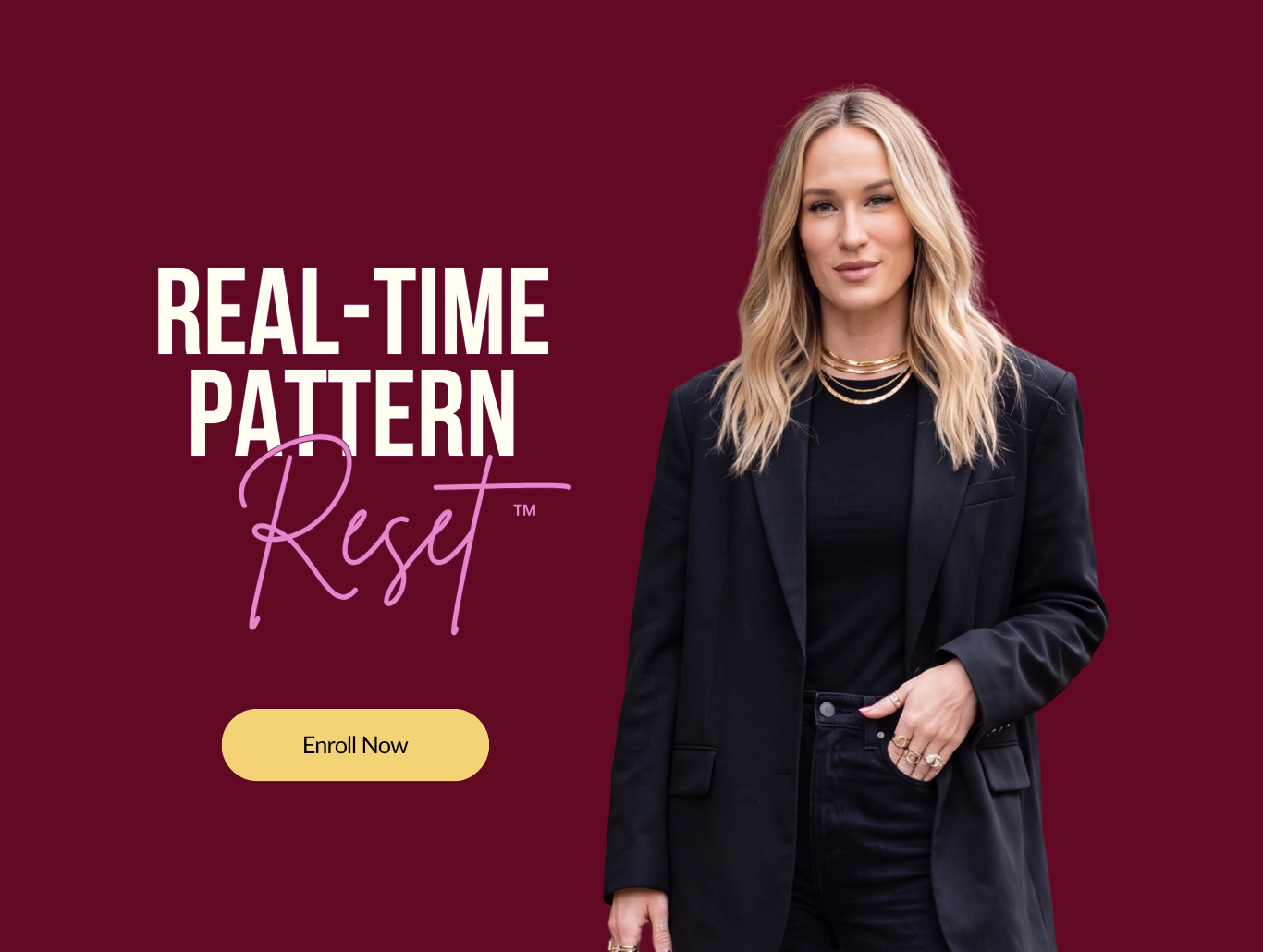 Real-Time Pattern Reset signature program. Catch yourself in the moment the pattern fires, after the reaction and before the withdrawal, so you stop reacting and pulling away from your partner. Apply to enroll