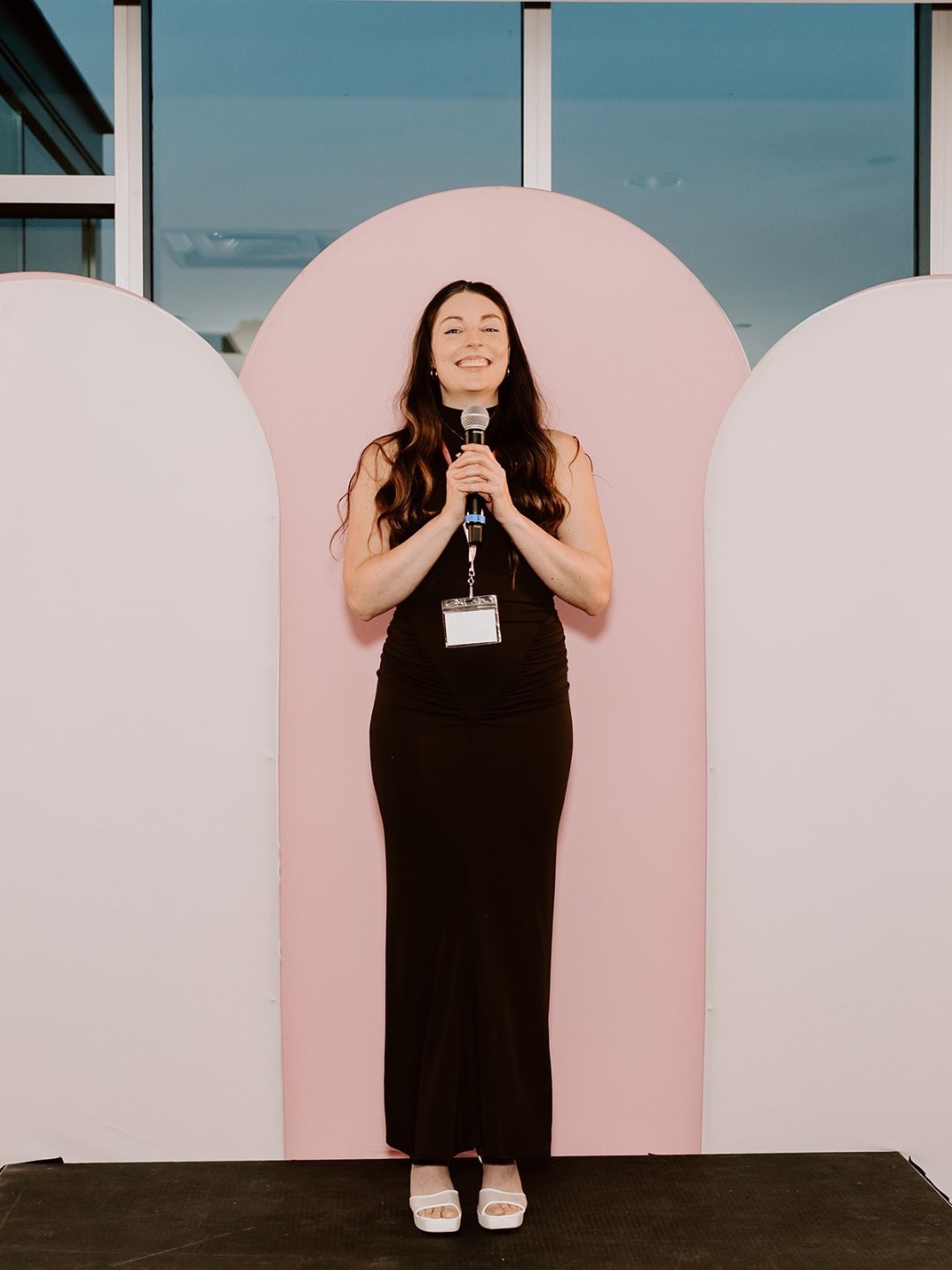 Hope Flawse on stage at She Leads Victoria