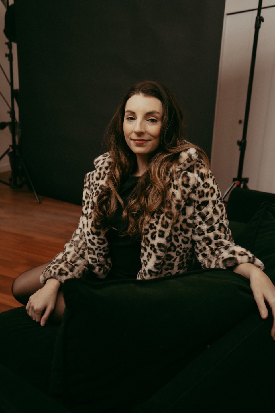 Hope Flawse in a leopard coat