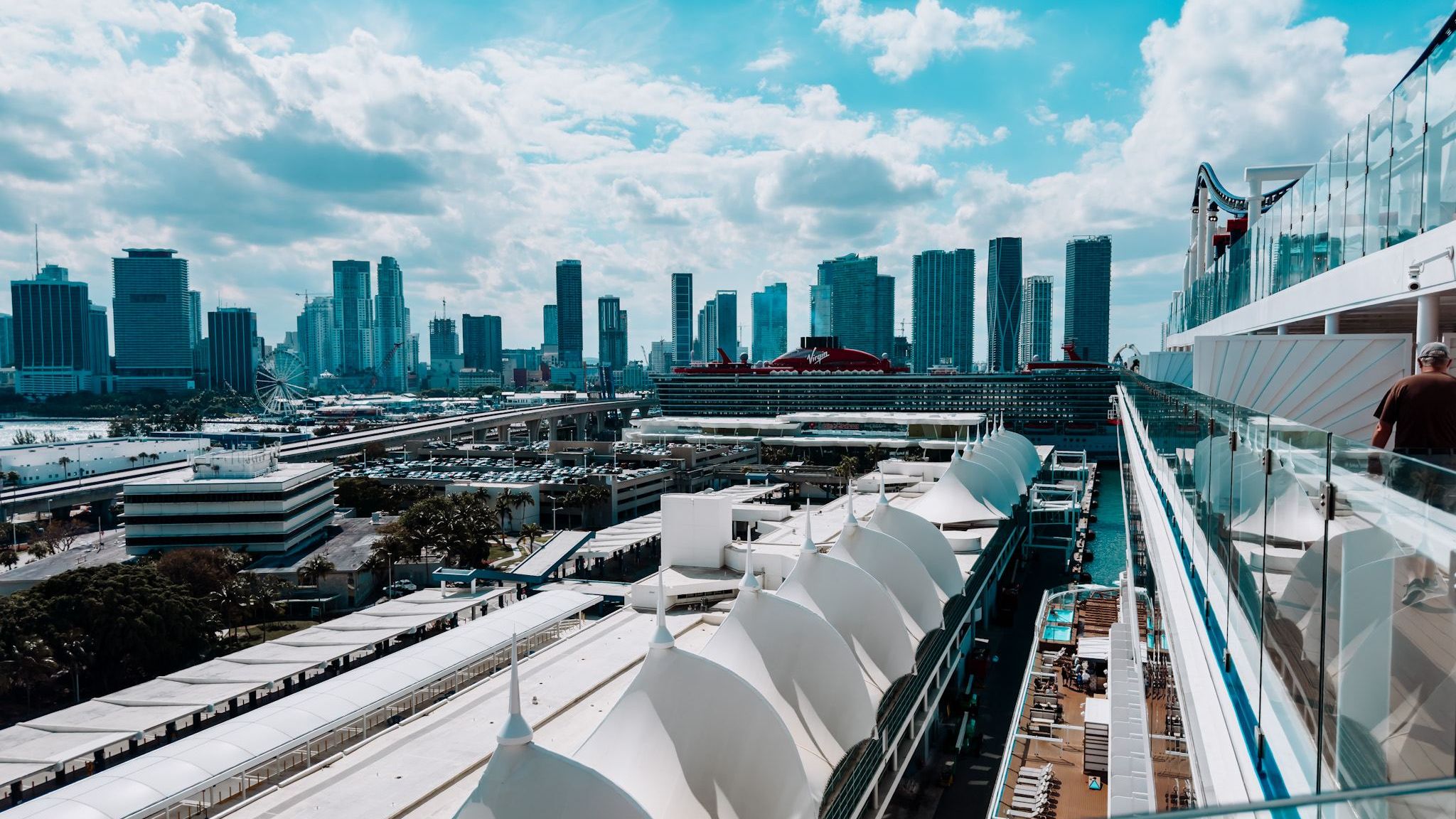 Miami cruise port:  Miami skyscrapers skyline