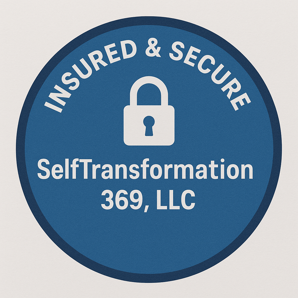 Insured and Secure badge for SelfTransformation369, LLC with a white padlock icon