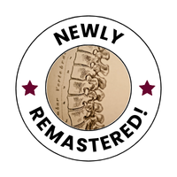 Circle with words saying 'Newly Remastered'