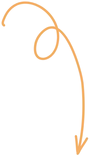 Hand-drawn, twirly orange arrow pointing to the next text box 