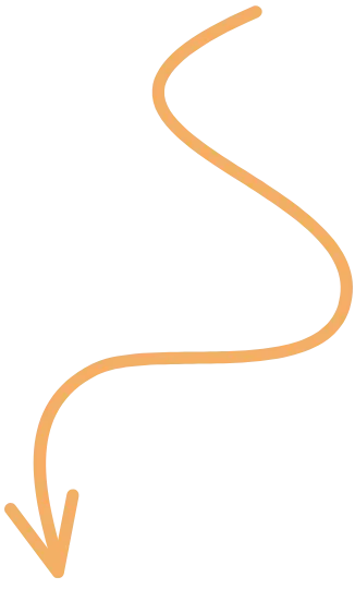 Hand-drawn, twirly orange arrow pointing to the next text box 