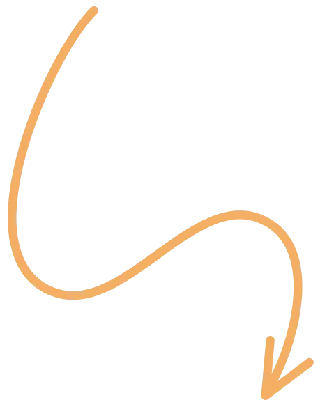 Hand-drawn, twirly orange arrow pointing to the next text box 