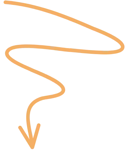 Hand-drawn, twirly orange arrow pointing to the next text box 