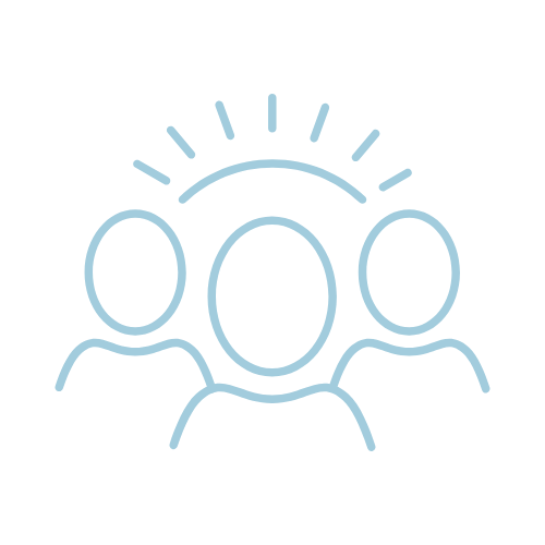 icon of three people with a radiating curve above them illustrating community