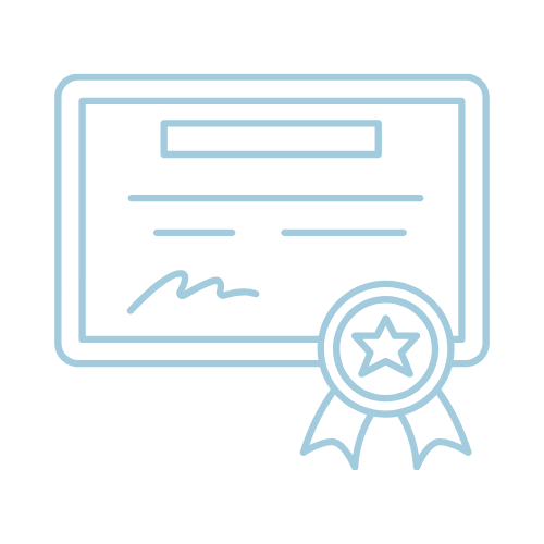 Illustration of a signed certificate of completion with a ribbon