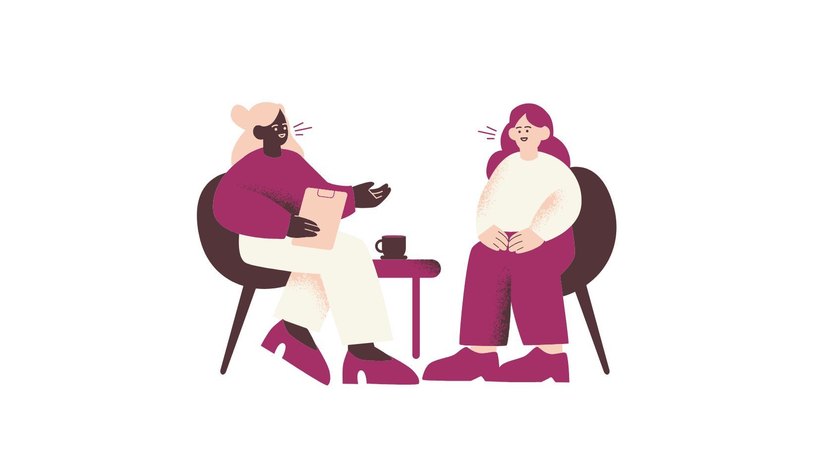 Flat Textured Employee Consulting a Counselor  View more by Aira Borja from sparklestroke