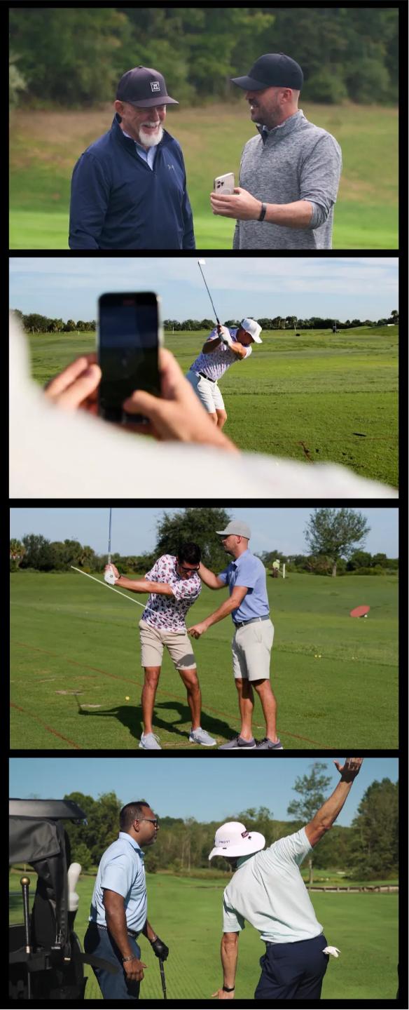 Golf school participants receiving hands-on coaching from Eric Cogorno, Golf Digest Top 50 Teacher.
