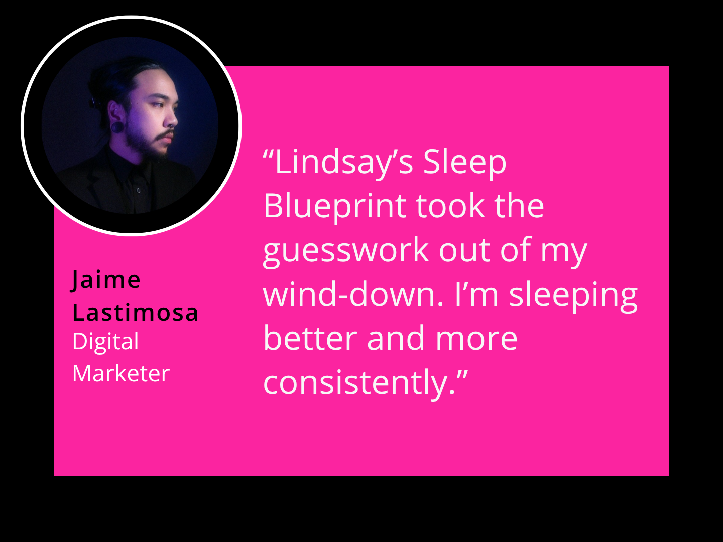 Amy Kugler a writer and media consultant applied Lindsay's sleeping strategies and is more focused and making better decisions.