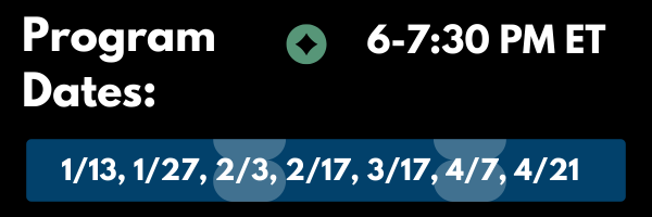 Text graphic with program dates for entpreneurship group for risinggens of family wealth