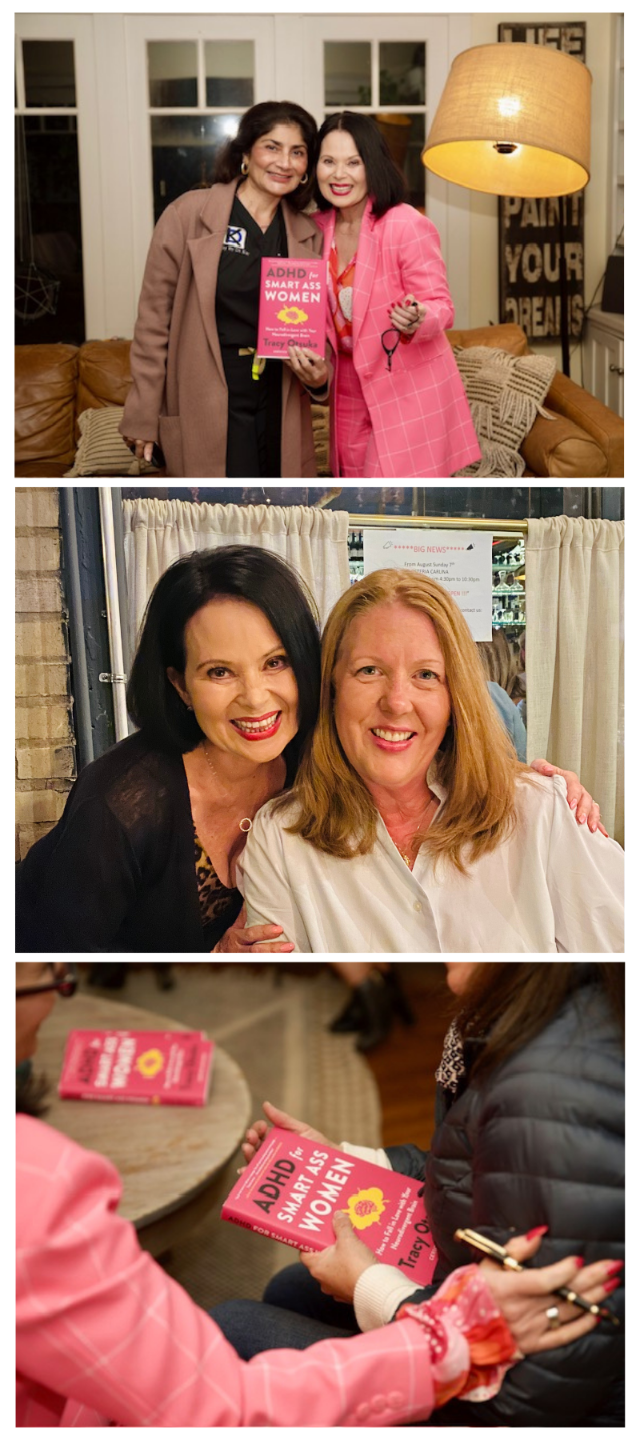 Publishing consultant Allison Lane and author Tracy Otsuka, discussing the sample book proposal for ADHD FOR SMART ASS WOMEN.