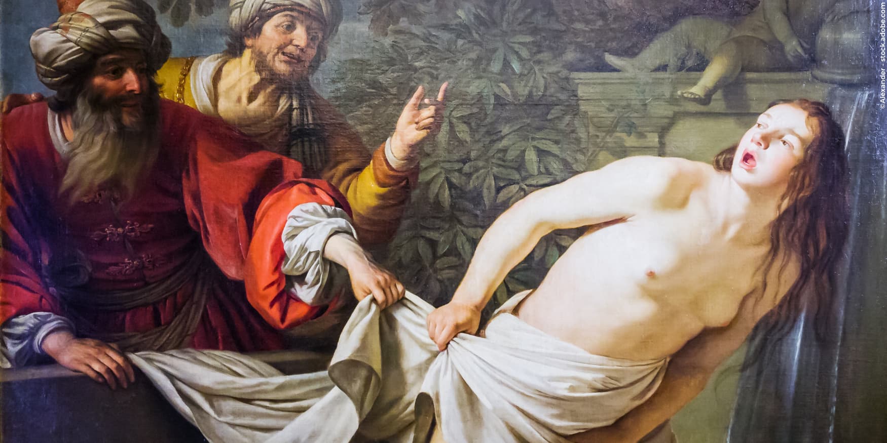 detail van het schilderij "Susanna en de oudsten" van Gerard van Honthorst