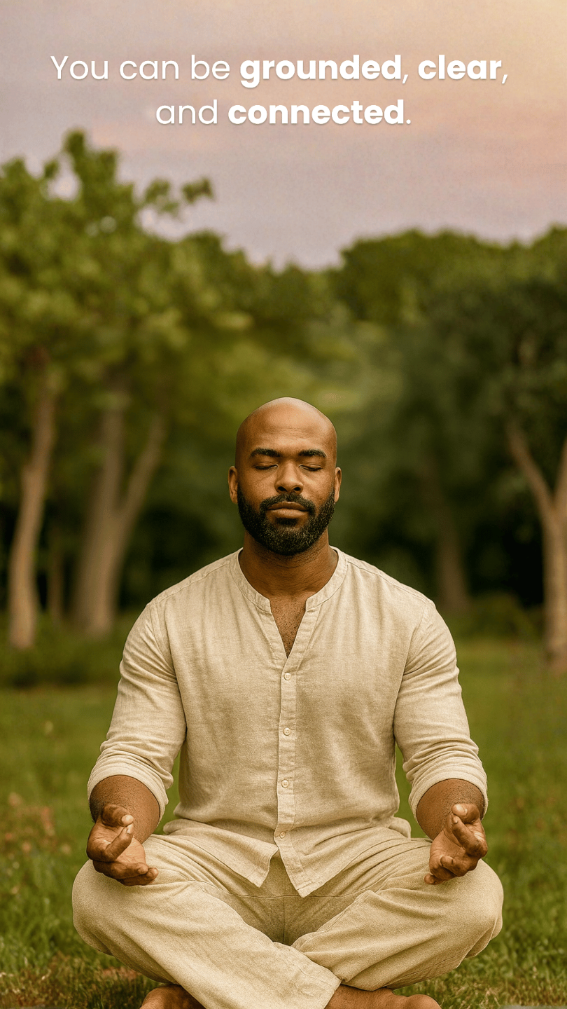 Centered bold typography on dark background: ‘This is the upgrade. The Connected Man Challenge installs it. 14 days. Internal work. New operating system.’ 