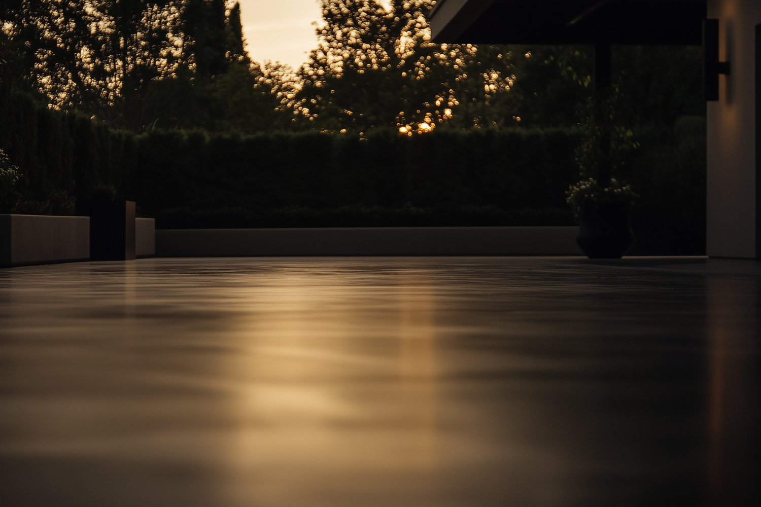 Smooth finished concrete slab at sunset — J316 Empowered Construction