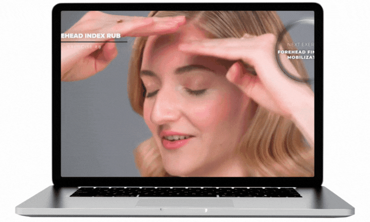 GIF of Valeriia doing forehead index rub