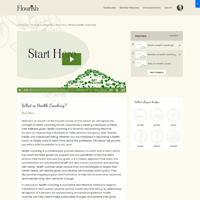 Gamified Kajabi lesson design created with Gamify Pro