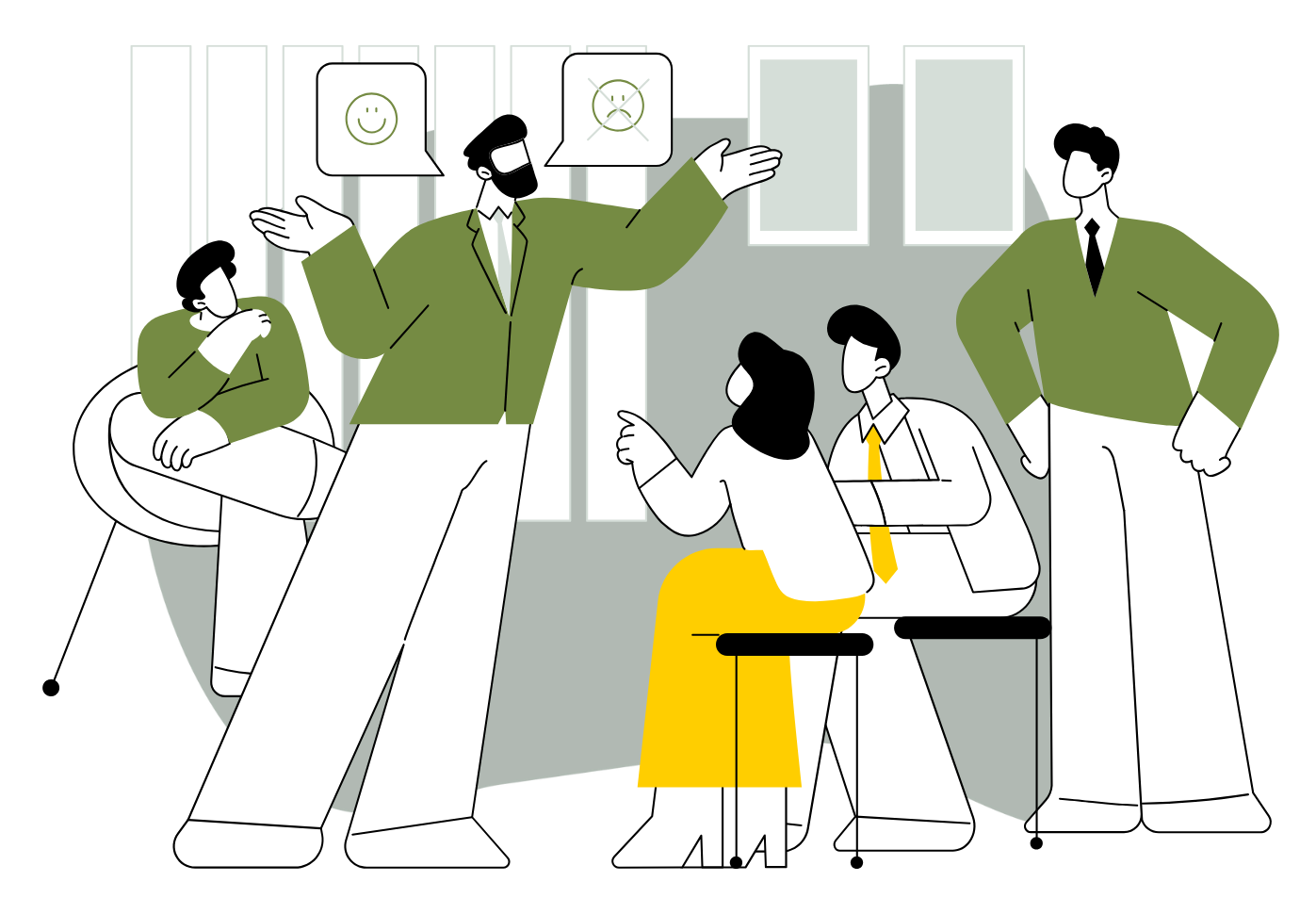 A group of people discussing