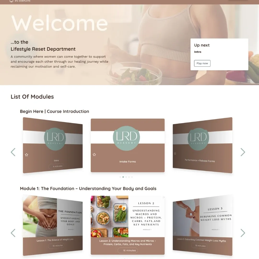 Kajabi course build for client using GamiFlix template