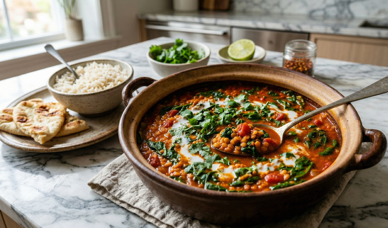 One-Pot Red Lentil & Spinach Curry