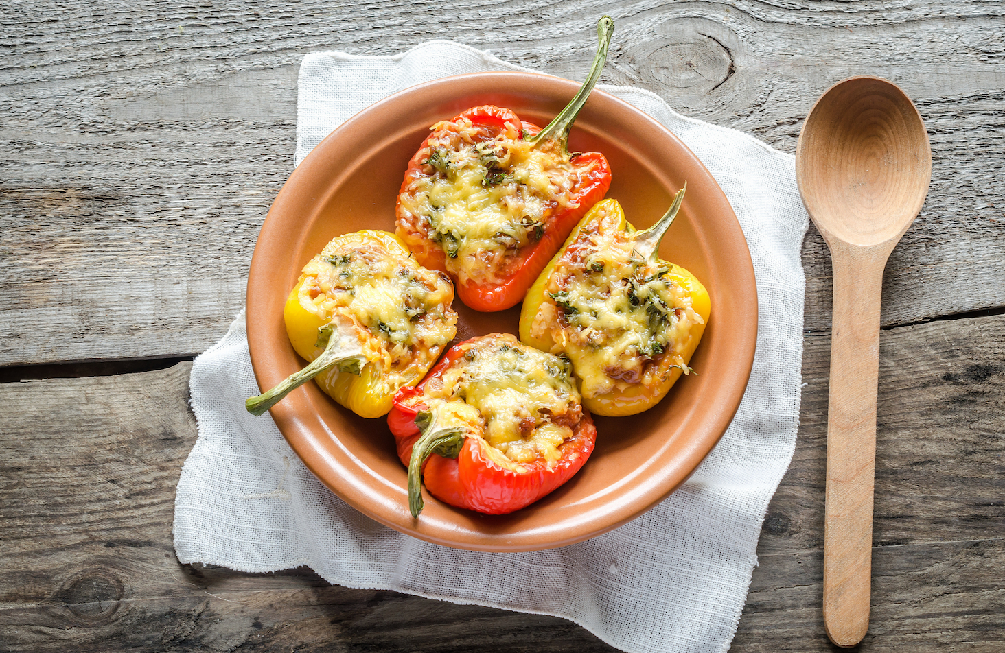 Lentil & Cottage Cheese Stuffed Peppers style=