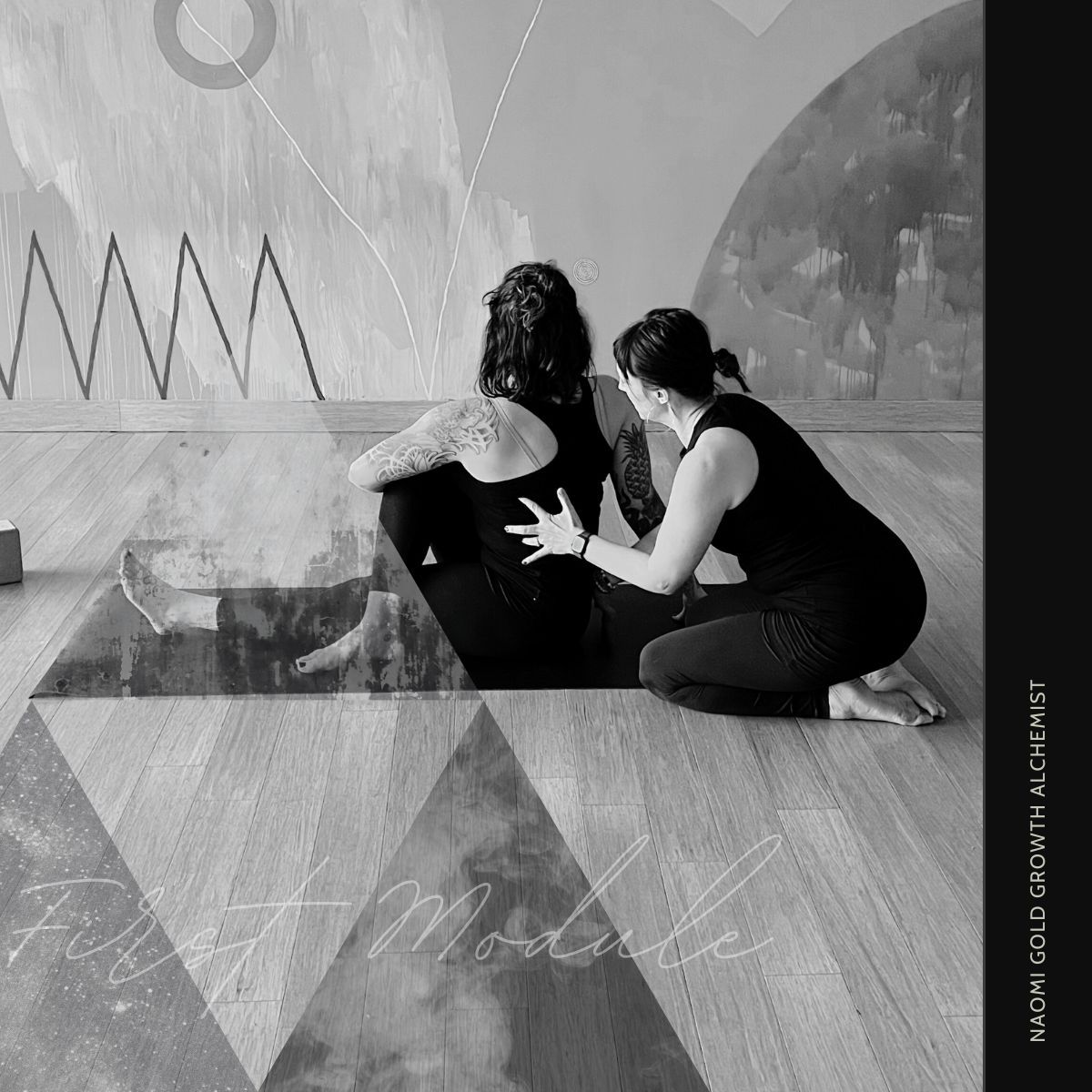 Yoga teacher Naomi Gold guiding students through mindful practice