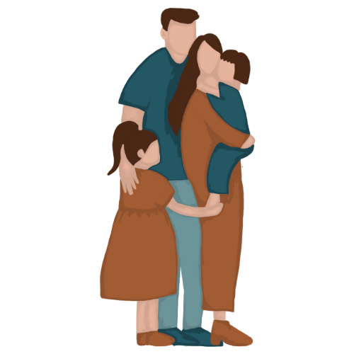 Illustration of Muslim family
